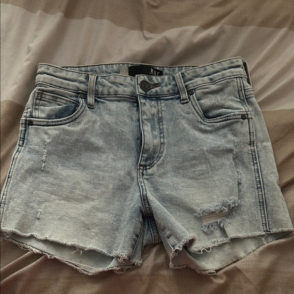 Women's Distressed Denim Shorts - Light Blue